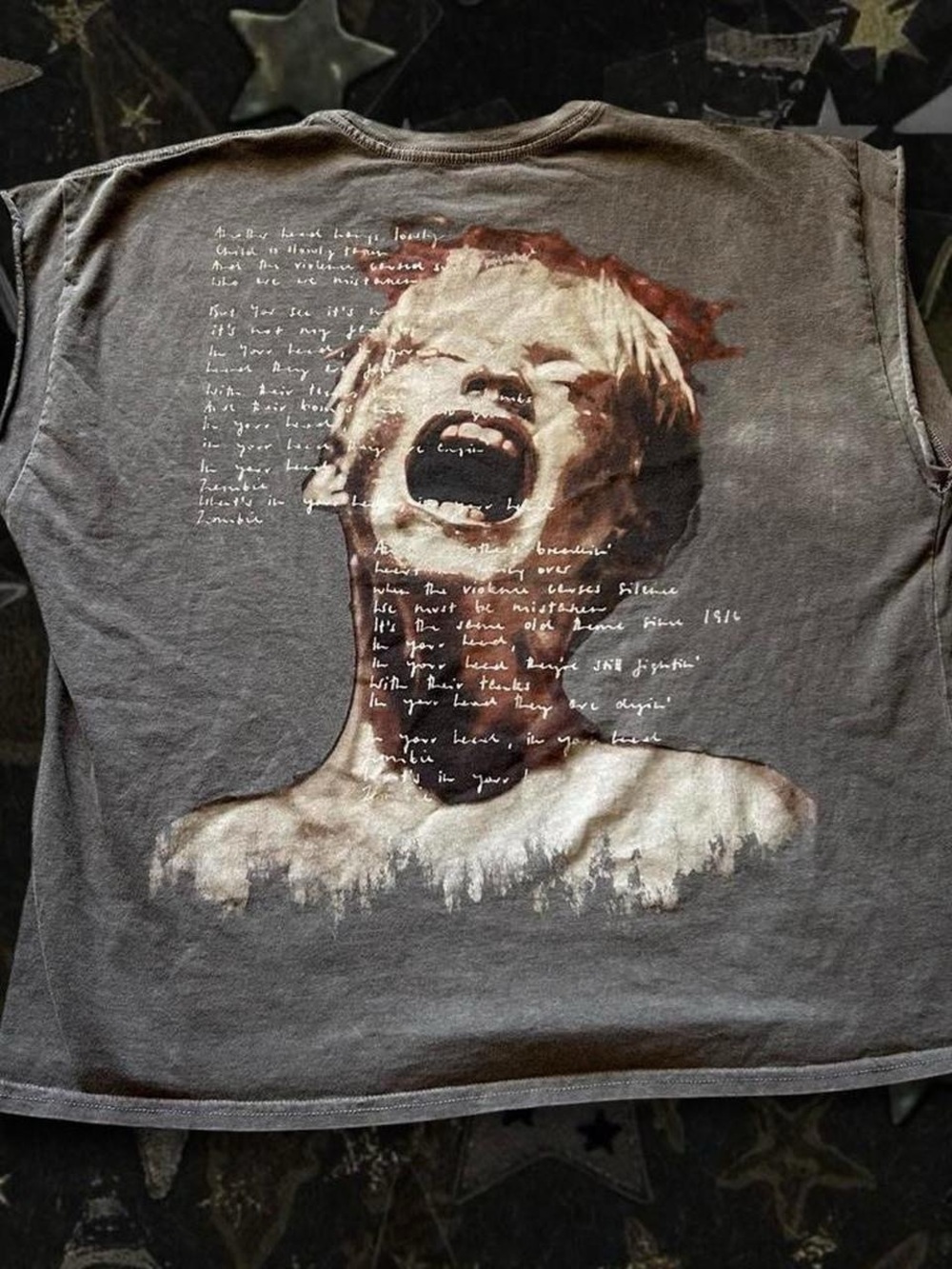 The Cranberries Zombie brown grey cotton t-shirt